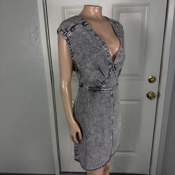 Allsaints Women's Dress US 12 Sylana Acid Wash Denim Designer Open Back UU14 - Picture 5 of 6